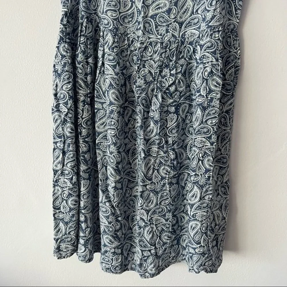 🍉 H&M Paisley Print Boho Sleeveless Button Down Back Flare Dress - Picture 4 of 8